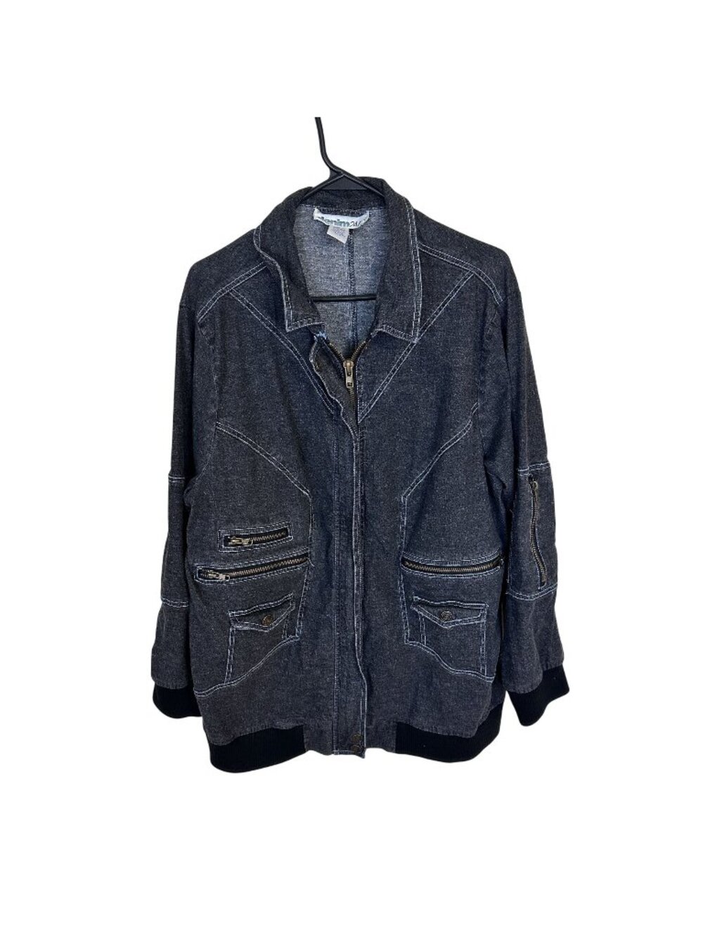 Womens Dark Wash Denim Jacket Zipper 20W Denim 24/7 Work Jacket Lightweight